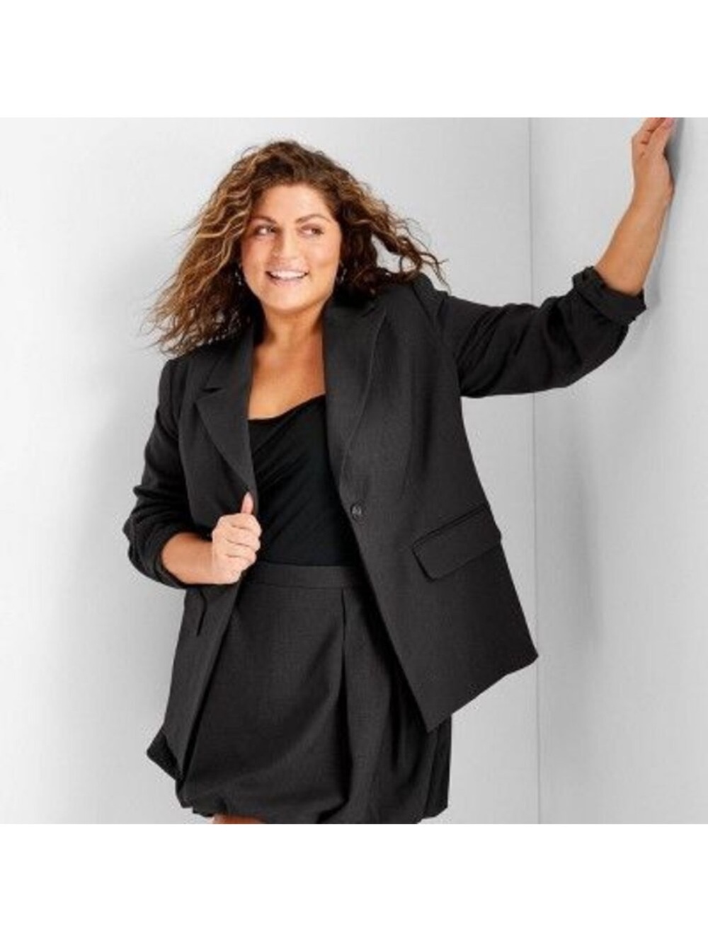 Future Collective Black Gray Blazer Jacket - Classic Tailored Coat